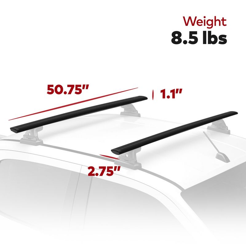 YAKIMA 50 Inch Aluminum T Slot JetStream Bar Aerodynamic Crossbars for Roof Rack Systems Compatible with any StreamLine Tower, Black, Set of 2, 3 of 8