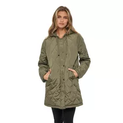 Women's Onion Quilted Jacket with Hood - S.E.B. By SEBBY Sage Small