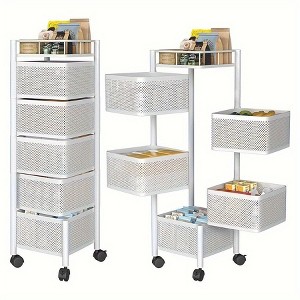 Racxily 5 Tier Kitchen Storage Shelf, Rolling Metal Fruit Vegetable Storage Basket, Multi-Layer Vegetable Rack, Trolley on Wheels - 1 of 4