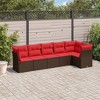 vidaXL 6 Piece Patio Sofa Set with Cushions - Brown and Red Without Table - 2 of 4