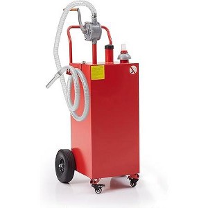 Two Way Rotary Hand Oil Pump Portable Fuel Transfer Tank with Wheels, Large Capacity for Car, Boat, Lawn Mower, Agricultural - 1 of 4