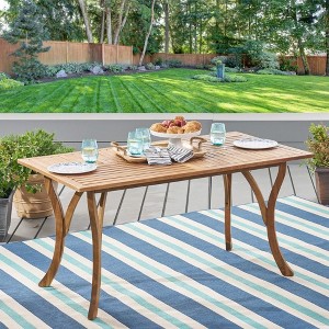 Osparple Outdoor Dining Table,Square/Rectangular Patio Table with Acacia Wood Top for 3-4 Person - 1 of 4