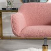 GlasFlength Task and Office Chairs Modern Teddy Fabric Adjustable Height Swivel Chair with Gold Base for Home Office, Pink, 24.8"*22.8"*33.8" - 4 of 4