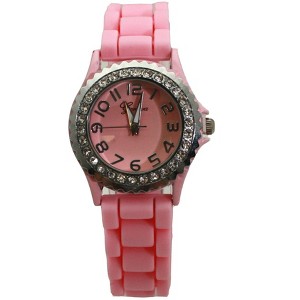Olivia Pratt Every Day Thin Band Silicone and Rhinestones Colorful Women Watch - 1 of 4