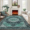 Vintage Area Rug Washable Medallion Floor Mats, Non-Slip Oriental Distressed Accent Rug, Non-Shedding Low Pile Indoor Carpet, Easy Cleaning - 3 of 4