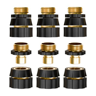 Infurnic Hose Valves and Connectors Quick Connect Hose Fittings Male/Female Set, 3/4 Inch Aluminum Garden Hose Fitting Water Hose Connector (6 Set)