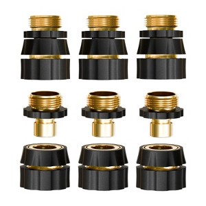 Infurnic Hose Valves and Connectors Quick Connect Hose Fittings Male/Female Set, 3/4 Inch Aluminum Garden Hose Fitting Water Hose Connector (6 Set) - 1 of 4