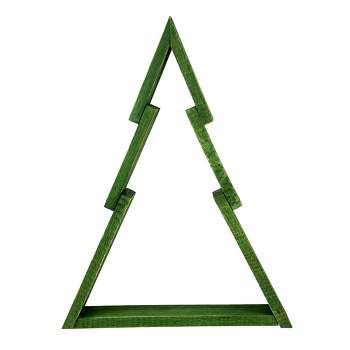 Northlight 12" Green Geometric Wooden Christmas Tree Tabletop Display