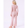 INSPIRE CHIC Women's 2 Pcs Pajama Cherry Print Ruffle Trim V-Neck Long Sleeve Top and Pants Set - 4 of 4