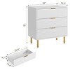 3 Drawer Dresser with Gold Handles, Wood Storage Organizer with Large Drawers for Bedroom Living Room Hallway - 2 of 4