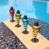 Sunnydaze Outdoor Tabletop Glass and Metal Swirl Patio Table and Lawn Torch Set - Blue - 4 of 4