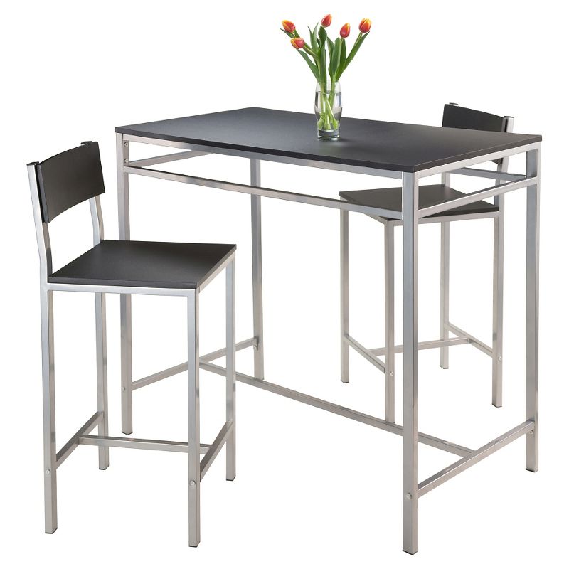 3pc Hanley Counter Height Dining Set with 2 Stools Metal/Black/Slate Gray - Winsome, 4 of 7