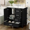 Whisen 30 in. Bathroom Storage Cabinet Bathroom Vanity with Ceramic Sink, Soft Close Door and 3 Drawers - 3 of 4
