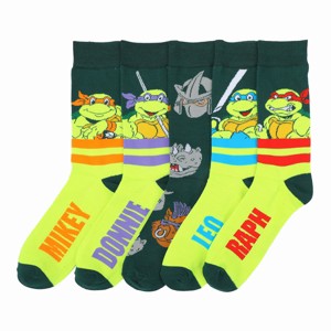 Teenage Mutant Ninja Turtles Characters 5-Pair Men's Casual Crew Socks - 1 of 4