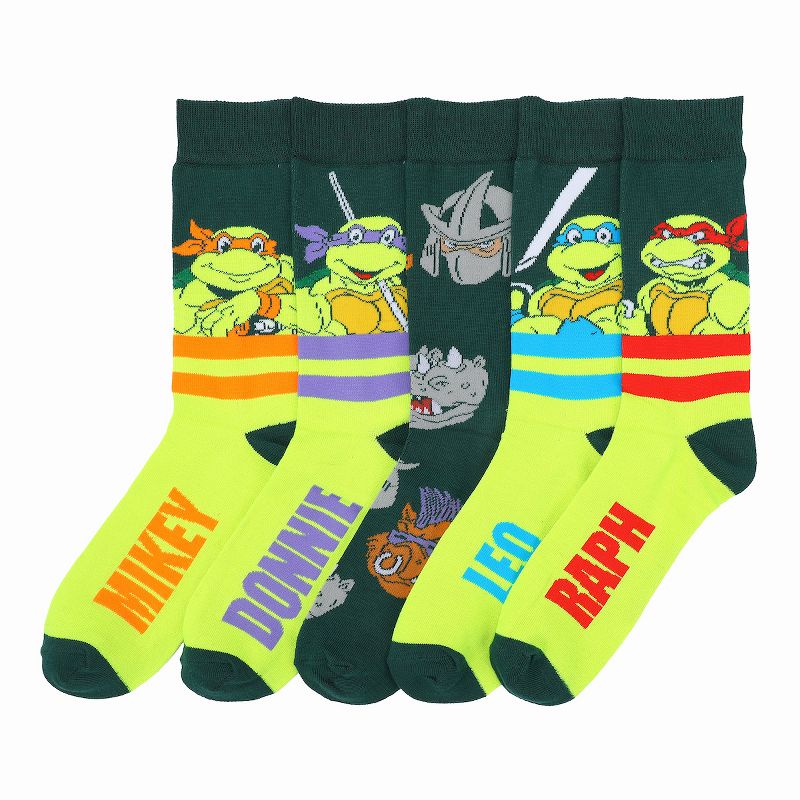 Teenage Mutant Ninja Turtles Characters 5-Pair Men's Casual Crew Socks, 1 of 7