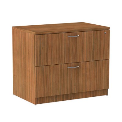 Modern Walnut 2-Drawer Lockable Lateral File Cabinet