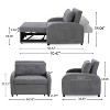 NicBex 3-in-1 Convertible Sleeper Chair,Modern Linen Folding Sofa Bed with Pillow,Couches with Pocket for Living Room,Gray - 3 of 4