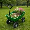 Wheelbarrow Garden Cart, Heavy Duty Household Utility Tool, Four Wheel Home Garden Yard Utility Cart with Built-in Stand - 4 of 4