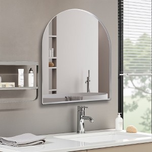 ChicFurnit Bathroom Vanity Mirror Arched Mirror with Sturdy Metal Frame HD Reflections for Bedroom Bathroom Entryway, Silver, 36"*30"*1.2" - 1 of 4