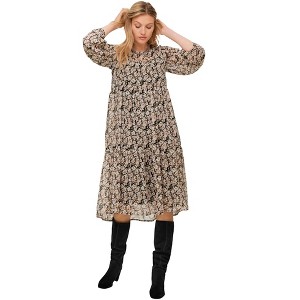 ellos Plus Size Sheer Overlay Tiered Dress - 1 of 4