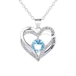 18K White Gold Birthstone "I Love you" Pendant Necklaces - 1 of 1