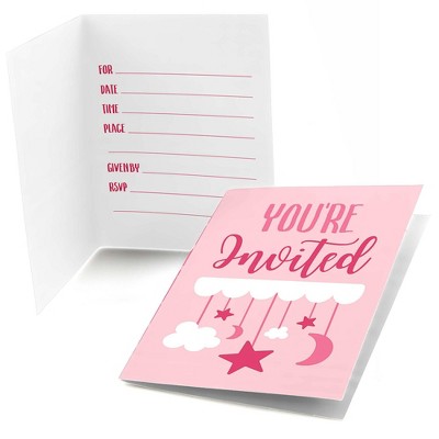 Big Dot of Happiness It's a Girl - Fill In Pink Baby Shower Invitations (8 count)