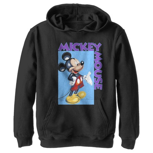 Boy's Disney Mickey Mouse Sketch Pull Over Hoodie - Black - Small