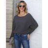 Womens Tops Off Shoulder Batwing Long Sleeve Knit Sweater Top - 4 of 4