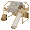 JUJABU Full Size Wooden Loft Bed with Slide, Tent House Frame, Built-In Ladder and Storage Shelves - 2 of 4
