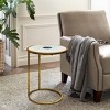 Syemin End Tables 20 Inch Round Side End Table, Decorative Side End Table with White Marble Top, Small Design Accent Table, White, 13"*13"*20" - 2 of 4