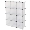 Storage Shelf 4 Layers 12-Cube 35 x 35 x 35 Cube Storage Cabinet with Door for Study Room Bedroom Bookcase Toy  Cloths Shoes Organizer White - 3 of 4