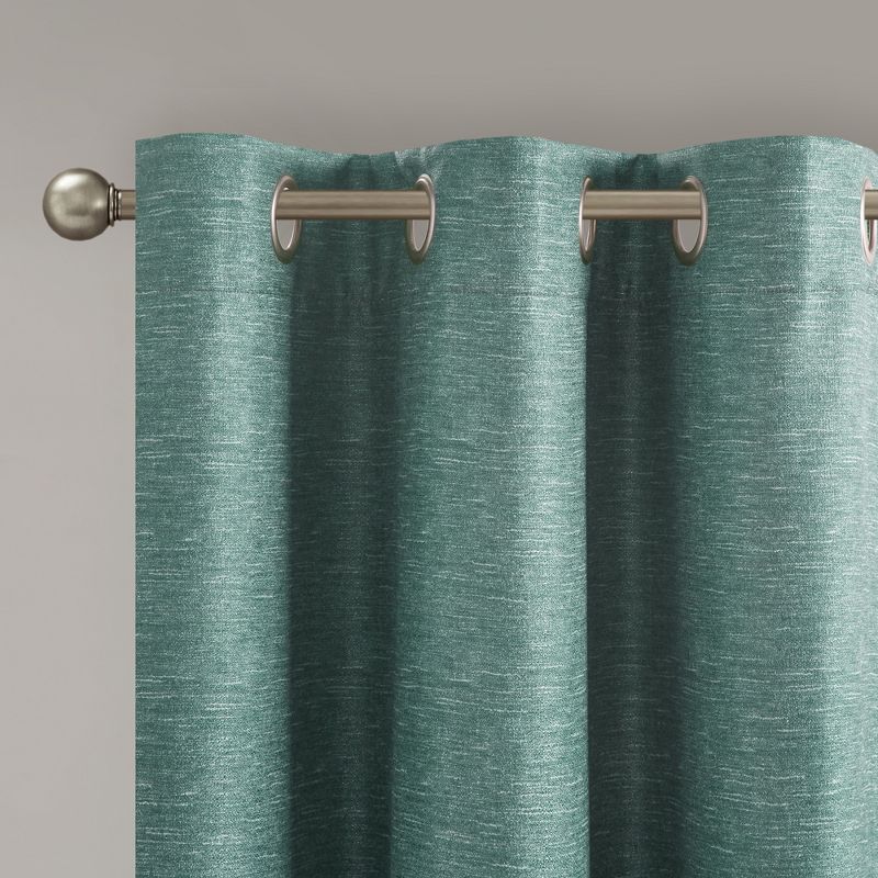 LIVN CO. Modern Solid Faux Silk Total Blackout Curtain Panel Pair, Green 42x95", 3 of 8