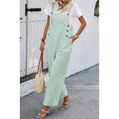 I AM A FASHION JUNKY Solid Square Neck Button Trim Pockets Jumpsuit