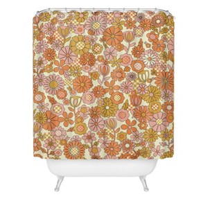 Jenean Morrison Checkered Past Shower Curtain Coral - Deny Designs - 1 of 3