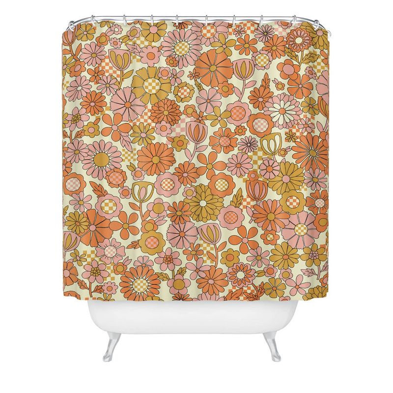 Jenean Morrison Checkered Past Shower Curtain Coral - Deny Designs, 1 of 5