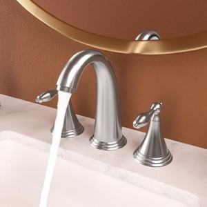PAGED Bathroom Sink Faucet 2 Handle Widespread Sink Faucet with Pop Up Drain and 2 Water Supply Lines, Faucet for Bathroom Sink - 1 of 4