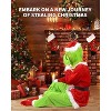 Angel Sar Green Monster Christmas Costume Adult, Grinch Santa Claus Outfit with Latex Mask & Hat, 7-Piece Halloween Cosplay Set - 3 of 4
