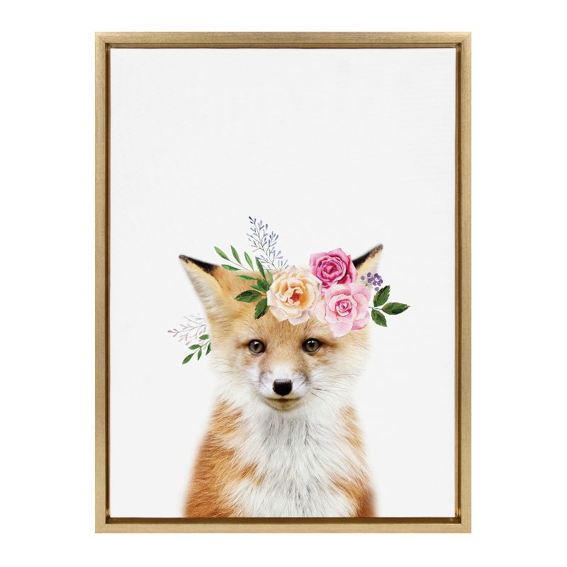 Kate & Laurel All Things Decor 18"x24" Sylvie Flower Crown Fox Framed Wall Art by Amy Peterson Art Studio, 2 of 7