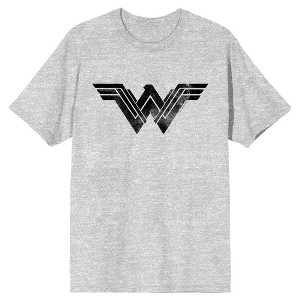 Justice League Movie Wonder Woman Logo Crew Neck Short Sleeve Athletic Heather Men's T-shirt - 1 of 2