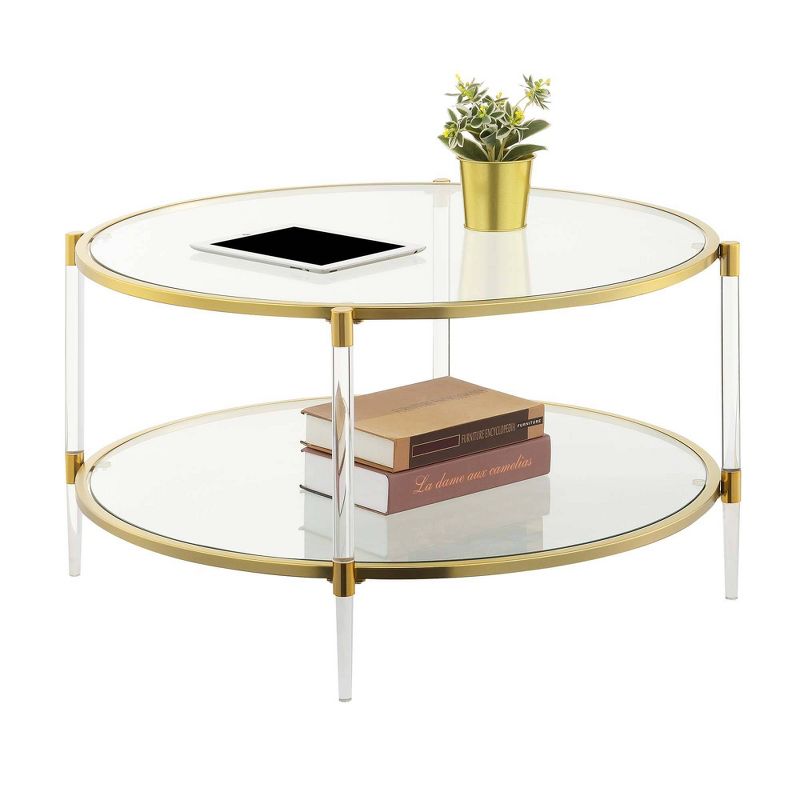 Royal Crest 2 Tier Acrylic Glass Coffee Table Clear/Gold - Breighton Home, 4 of 9