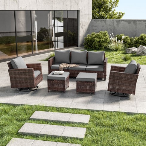 Sonkuki Outdoor Wicker Rattan Furniture Set Patio Conversation Sofa Set - image 1 of 4