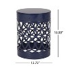 CAVINAS Outdoor Cast Iron Cylinder Patio End Table, Metal end Table Accent Table for Outdoor and Indoor Use, White - 3 of 4