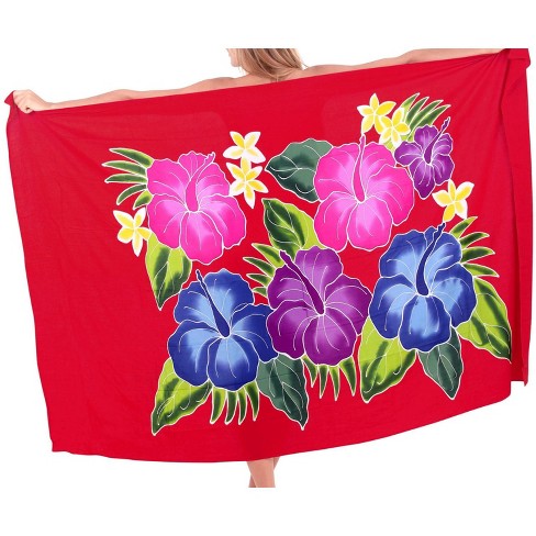 LA LEELA Women's Summer Sarong Bikini Wraps Cover up Skirt Wrap Bathing suit Swimwear Swimsuit Beach Coverup for Women One Size Red, Floral - image 1 of 4