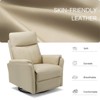 Swivel Rocking Recliner - Leather, Footrest, Ergonomic High Back, Wide Seat Cushion, Metal Base – Ideal for Living Room, Nursery, Office. - 4 of 4