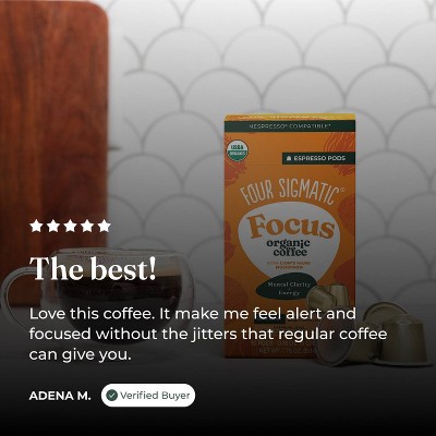 Four Sigmatic Focus Organic Dark Roast Nespresso Compatible Espresso Coffee Pods - 10ct