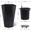 22.5 Inch Tall Diamond Planters (Set of 2), Self-Watering with Water Level Monitor & Wheels, Flower Pots for Patio, Living Room - 4 of 4