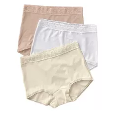 Leonisa 3-Pack no show boxer brief underwear for women with lace details -