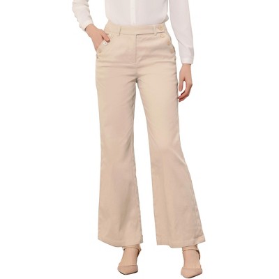 Allegra K Women's Bell Bottom Long High Waist Elegant Work Trousers