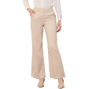 Allegra K Women's Bell Bottom Long High Waist Elegant Work Trousers - 1 of 4