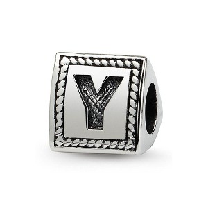 Black Bow Jewelry Triangle Block, Letter Y Sterling Silver Bead Charm - 1 of 3